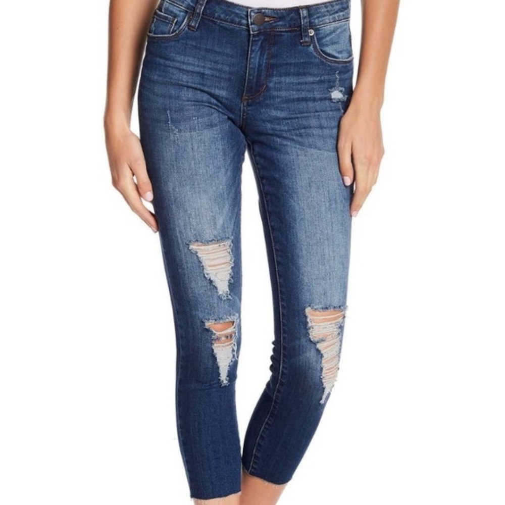STS Blue Piper Crop Distressed Raw Hem Blue Denim Jeans 29